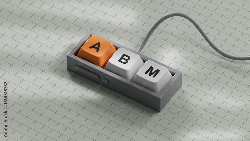 Poster word abm with computer keyboard keys.close up of computer keyboard keys,business concept.3d renderin