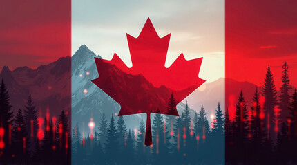 Canadian flag overlaid on stock market data symbolizes canada's economic landscape