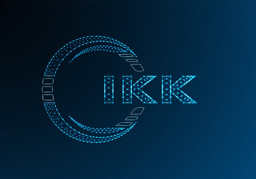 IKK low poly letter logo vector design. IKK lower poly logo design. Low poly logo.