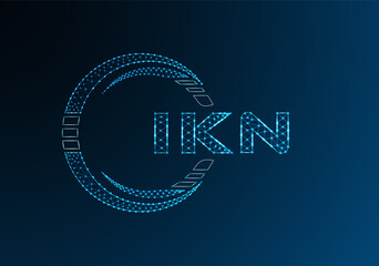 IKN low poly letter logo vector design. IKN lower poly logo design. Low poly logo.