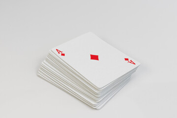 Poker deck ace of diamond playing cards isolated on white background