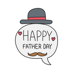 Fathers Day Bear concept. Happy Father's Day greeting with a hat and mustache illustration. in color line style