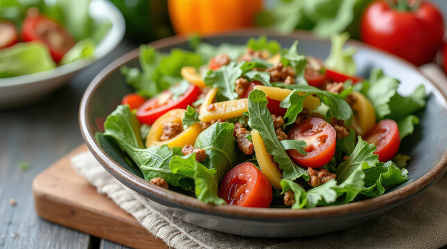 Packaged salad with fresh vegetables symbolizes quick and healthy convenient meals 