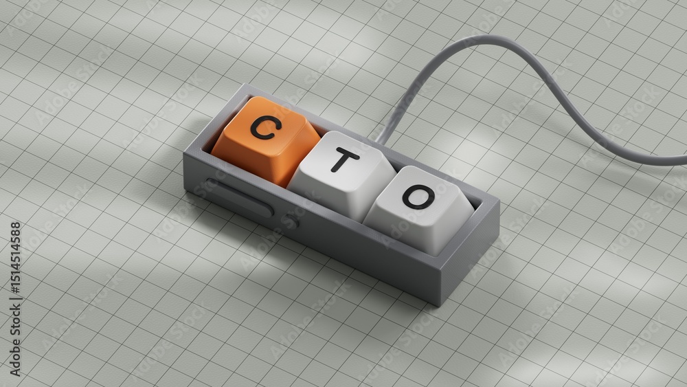 Poster word cto with computer keyboard keys.close up of computer keyboard keys,business concept.3d renderin