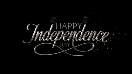 Happy Independence Day animated text with beautiful lettering in silver color. Suitable for Banner, Poster, Greeting Card Animation and USA Independence day Celebrations. 14th of July - Powered by Adobe