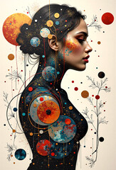 Abstract Expressionist Encaustic Painting of a Woman’s Side Profile - Generative AI
