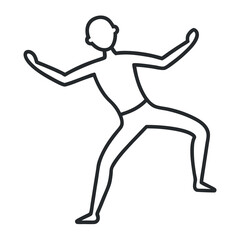 Dynamic Human Pose Outline Icon - Balance, Movement, or Exercise Symbol isolated on white background