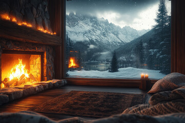 A Peaceful Winter Evening Inside a Mountain Chalet