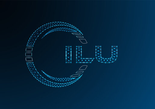 ILU low poly letter logo vector design. ILU lower poly logo design. Low poly logo.