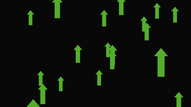 Green arrow up rise overlay on black background plus profit stock price or healing health HP power in the game