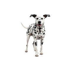 Dalmatian dog standing and facing forward, showing its spots