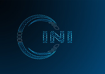 INI low poly letter logo vector design. INI lower poly logo design. Low poly logo.