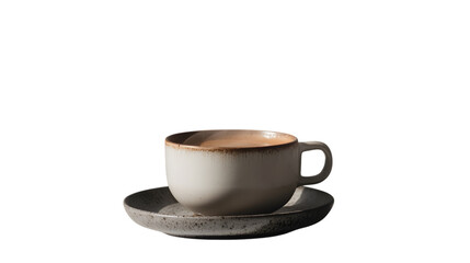 Obraz premium Coffee cup with black background and neutral palette creating a minimalist vibe