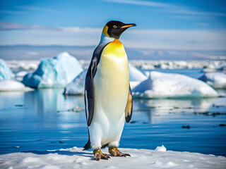 Fototapeta premium Regal Emperor Penguin Standing Proudly Amidst Frozen Serenity