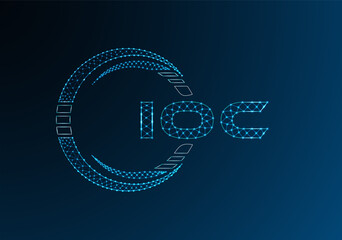 IOC low poly letter logo vector design. IOC lower poly logo design. Low poly logo.