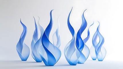 Beautiful blue sculpted glass artwork arranged against a bright background
