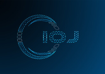 IOJ low poly letter logo vector design. IOJ lower poly logo design. Low poly logo.