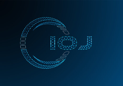 IOJ low poly letter logo vector design. IOJ lower poly logo design. Low poly logo.