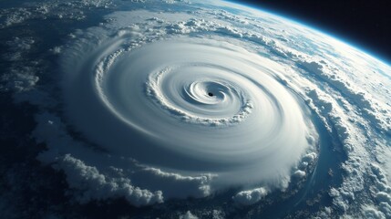 Aerial View of a Hurricane Eye of the Storm from the Space