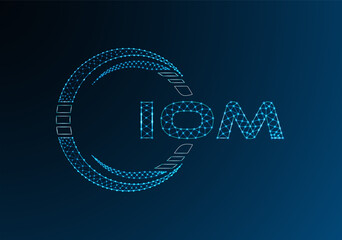 IOM low poly letter logo vector design. IOM lower poly logo design. Low poly logo.