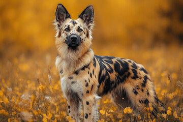 The Wild Fusion of a German Shepherd with Leopard Dots in Hybrid Form
