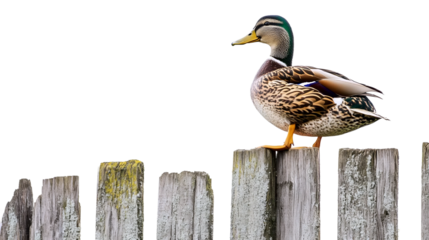 Charming Duck on Wooden Rail