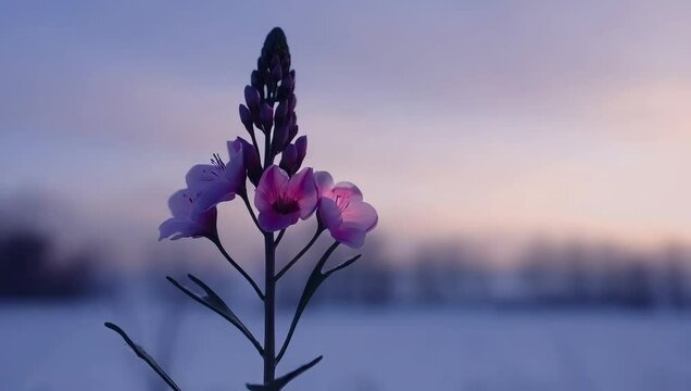 Timelapse of a hellebore blooming with muted pink-green petals in moody, elegant morning light, capturing serene winter beauty. Created with generated AI.