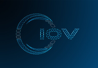 IOV low poly letter logo vector design. IOV lower poly logo design. Low poly logo.