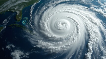Aerial View of a Hurricane Eye of the Storm from the Space