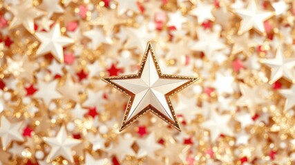 Golden Stars Shine Brilliantly Against a Festive Backdrop, Perfect for Holiday Celebrations and Special Event Decorations