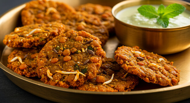 Indian Sprouted Lentil Crackers masala-spiced lentil crisps - visible sprout tails and cumin seeds, 12-hour dehydration 