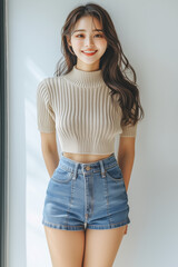 여름 패션의 한국 여성