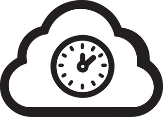 Cloud clock icon representing time weather and digital design perfect for apps management technology interfaces