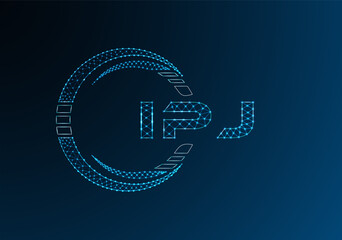 IPJ low poly letter logo vector design. IPJ lower poly logo design. Low poly logo.