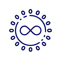 Infinity symbol within a circle of binary digits, conceptual icon for digital accessibility, data equality, neurodiversity representation, and inclusive technology solutions

