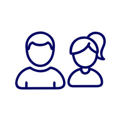 Minimalist icon of a man and woman, gender-inclusive avatar illustration for digital profiles, user interface design, social platforms, and identity-neutral communication tools

