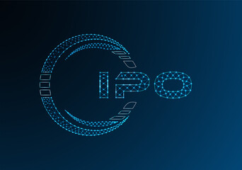 IPO low poly letter logo vector design. IPO lower poly logo design. Low poly logo.