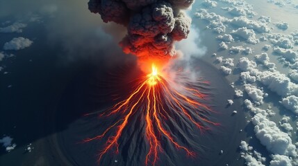 Volcanic Eruption on a Remote Island