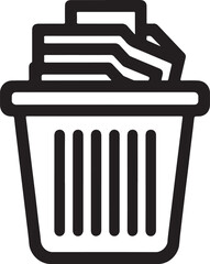 Trashed documents icon representing deleted files recycle bin file removal or document deletion for apps websites and digital platforms