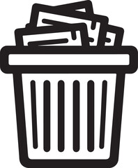 Trashed documents icon representing deleted files recycle bin file removal or document deletion for apps websites and digital platforms