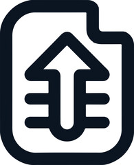File icon with an upward arrow symbolizing upload transfer data or document submission for apps websites and digital interfaces