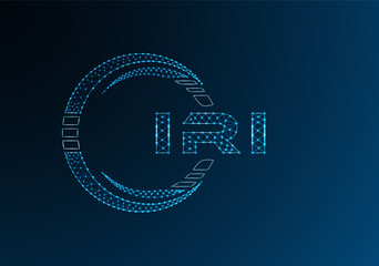 IRI low poly letter logo vector design. IRI lower poly logo design. Low poly logo.