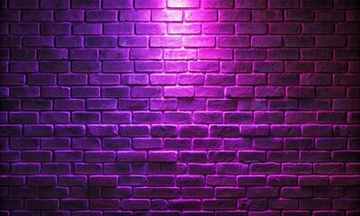 Grunge brick wall, background, purple neon light