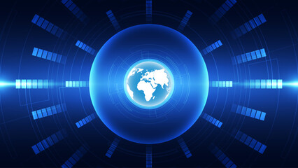 Abstract technology background with world globe. Vector illustration for your design.