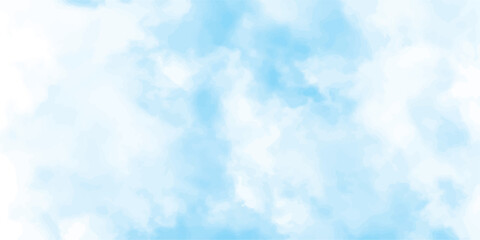 Blue watercolor background for your design,soft sky cloud background, cloudscape sky clear cloud.White clouds on blue sky,