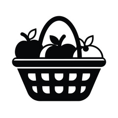 Fruit Basket Icon Vector with Flat and Clean Look