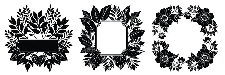Naklejka premium Vector floral frames and borders collection for invitation cards and graphic design elements isolated on white 