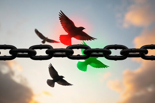 Birds Breaking Free Symbolic Image of Freedom and Hope, Juneteenth