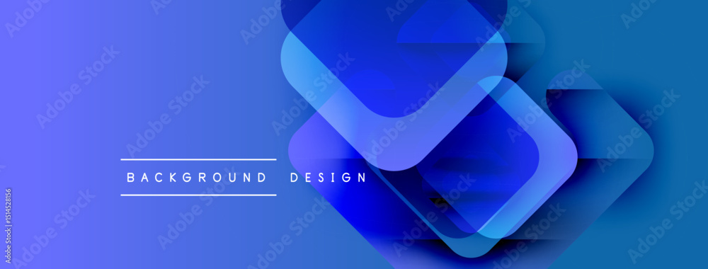 Poster Abstract blue gradient background. Overlapping squares create dynamic visual effect. Text reads background design. Modern, clean aesthetic.