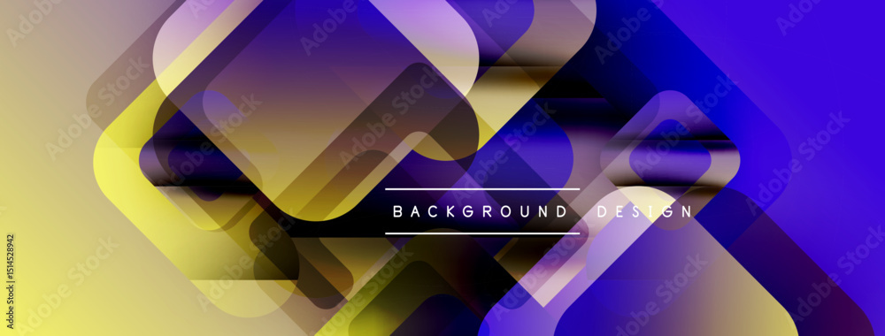 Aufkleber Abstract gradient rectangles overlap creating dynamic visual effect. Yellow, purple, blue hues dominate composition. Modern design element.